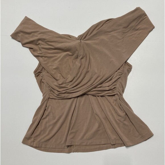 Eloquii Off The Shoulder Rayon Blend Taupe Top Ruched Wrap Women’s Size 14/16 - Picture 1 of 10